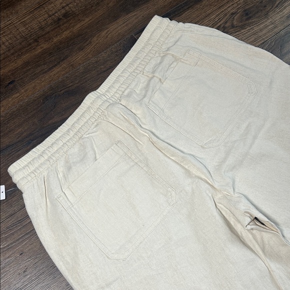 Old Navy NWT Size Medium Tall Beige Linen High-Waisted Wide Leg Pant 33.5 Inseam - Picture 6 of 6